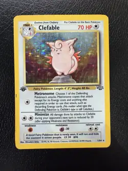 Pokemon Clefable 1st Edition Jungle Holo Rare Card 1/64 1999 HP - Image 1