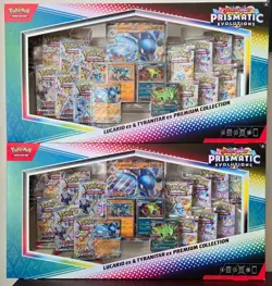 Pokemon Prismatic Evolutions Lucario & Tyranitar EX Premium Collection - In Hand - Image 1