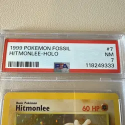 PSA 7 - 1999 Pokemon Fossil HITMONLEE HOLO #7 (9013) - Image 3