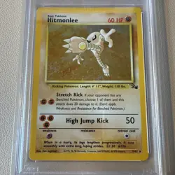 PSA 7 - 1999 Pokemon Fossil HITMONLEE HOLO #7 (9013) - Image 5