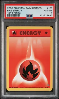 2000 POKEMON GYM HEROES 1ST ED #128 FIRE ENERGY PSA 8 - Image 1