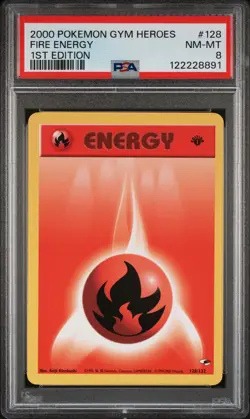 2000 POKEMON GYM HEROES 1ST ED #128 FIRE ENERGY PSA 8 - Image 1