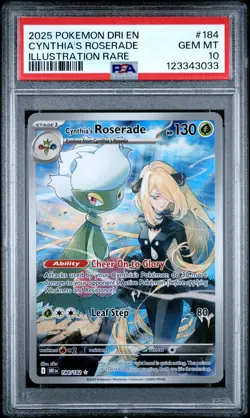 2025 POKEMON DRI EN-DESTINED RIVALS ILLUSTRATION RARE CYNTHIA'S ROSERADE PSA 10 - Image 1