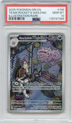 2025 POKEMON DRI DESTINED RIVALS #199 ROCKET'S WEEZING ILLUSTRATION RARE PSA 10 - Image 1