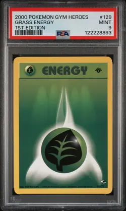 2000 POKEMON GYM HEROES 1ST ED #129 GRASS ENERGY PSA 9 - Image 1