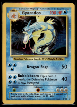 1999 Pokemon Base Set Lot: Gyarados 6/102 Hitmonchan 7/102 Holo Rare MP Vintage - Image 2