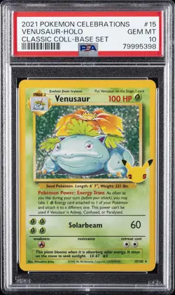 2021 POKEMON CELEBRATIONS CLASSIC COLL #15 VENUSAUR-HOLO PSA 10 - Image 1