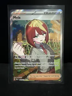 Pokemon TCG Mela 140/131 Prismatic Evolutions Full Art Holo Ultra Rare NM - Image 1