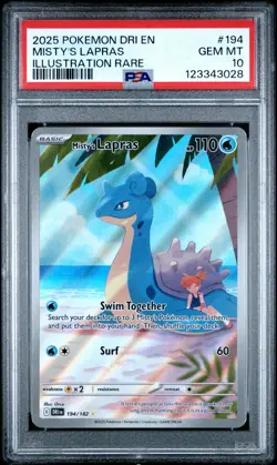 2025 POKEMON DRI EN-DESTINED RIVALS ILLUSTRATION RARE #194 MISTY'S LAPRAS PSA 10 - Image 1