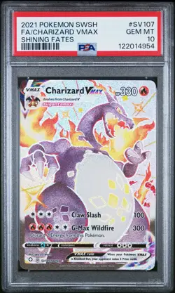 2021 POKEMON SWORD & SHIELD SHINING FATES #SV107 FULL ART/CHARIZARD VMAX PSA 10 - Image 1