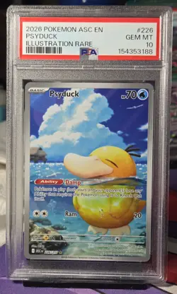 2026 Pokemon Ascended Heroes Psyduck Illustration Rare #226/217 PSA 10 GEM MINT - Image 1