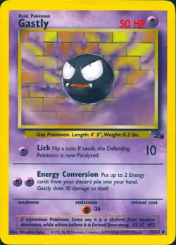 GASTLY 33/62 UNCOMMON FOSSIL POKEMON UNLIMITED MP - Image 1