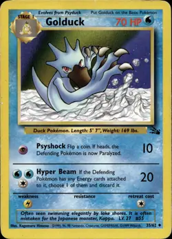 GOLDUCK 35/62 UNCOMMON FOSSIL POKEMON UNLIMITED HP - Image 2