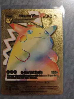 PIKACHU VMAX Gold Foil Fan Art ULTRA RARE RAINBOW RARE POKEMON NM - Image 1