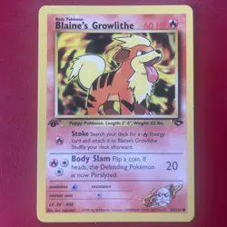 Blaine's Growlithe 62/132 Gym Challenge Regular First Edition Pokemon Card - Image 1