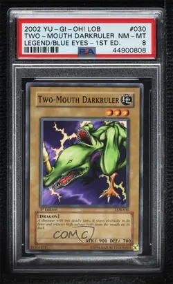Two-Mouth Darkruler 1st Ed. YuGiOh Legend of Blue Eyes White Dragon PSA 8 2002 - Image 1