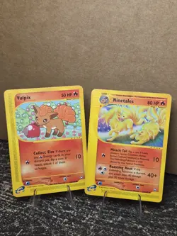 Ninetales 25/147 Aquapolis Rare Non-Holo and vulpix 116 e-Reader Pokemon Card LP - Image 1