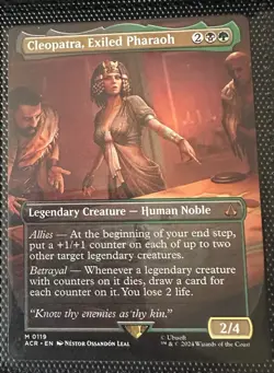 Cleopatra, Exiled Pharaoh Borderless, NM Extended Art, Mtg Magic The Gathering. - Image 1