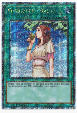 Yugioh! Forbidden Chalice 1st edition RA04-EN137 Quarter Century Secret Rare - Image 1
