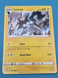 Pokemon Rebel Clash Luxray REGULAR Rare Card 062/192 NM - Image 1