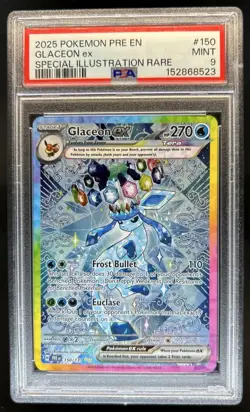 2025 Pokemon Prismatic Evolutions Glaceon ex #150/131 PSA 9 - Image 1