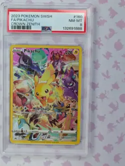2023 POKEMON SWORD & SHIELD CROWN ZENITH #160 FULL ART/PIKACHU PSA 8 - Image 1