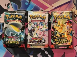 3x Lot Pokemon TCG Ascended, Paldean Fates, Prismatic Loose Booster Packs Sealed - Image 1