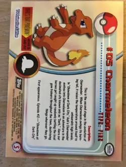 Charmeleon #5 Black Topps Logo Foil 1999 Topps Pokemon TV Animation Series 1 - Image 5
