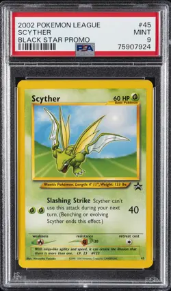 2002 POKEMON LEAGUE PROMO BLACK STAR #45 SCYTHER PSA 9 - Image 1