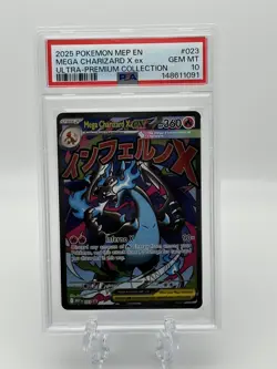 2025 POKEMON MEP EN-ME BLACK STAR PROMO #023 MEGA CHARIZARD X EX PSA 10 - Image 1
