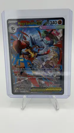 Mega Lucario EX Full Art Holo 340 HP 179/132 Me01 Mega Evolution Pokemon - Image 1