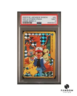 PSA 9 MINT Ash & Others Prism Bandai Carddass Anime Series Part 2 Pokemon - Image 1