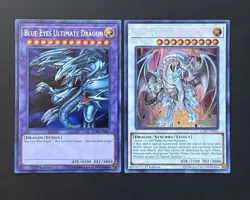 2018 YUGIOH LCKC KAIBA 1ST ED SECRET RARE BLUE EYES ULTIMATE & AZURE NM SET - Image 1