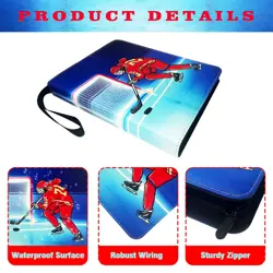 400 Pockets Hockey Cards Binder,Trading Holder Card Collectors Album, 4 Pocket - Image 4