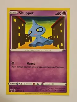 ERROR - Complete Square Corner Pokemon Card - Shuppet 067/185 Vivid 2020 LP - Image 1