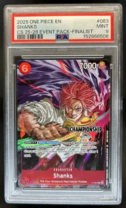 2025 One Piece Championship Event Pack Finalist Shanks #P-083 PSA 9 - Image 1