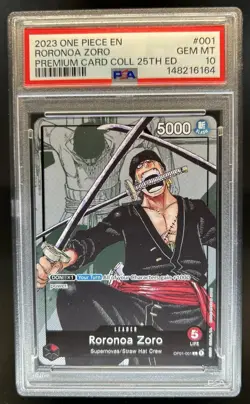 2023 One Piece Premium Card Coll 25th Anniversary Roronoa Zoro #OP01-001 PSA 10 - Image 1
