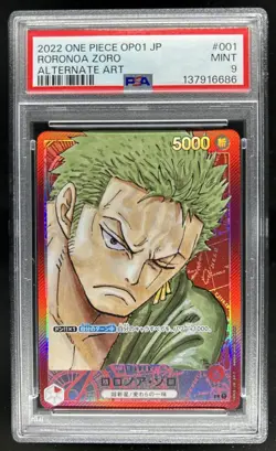 2022 One Piece Romance Dawn Roronoa Zoro Alternate Art #OP01-001 PSA 9 - Image 1