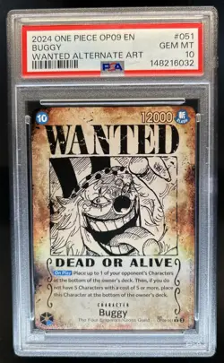 2024 One Piece Buggy Rare Wanted Alt Art Alternative #OP09-051 PSA 10 - Image 1