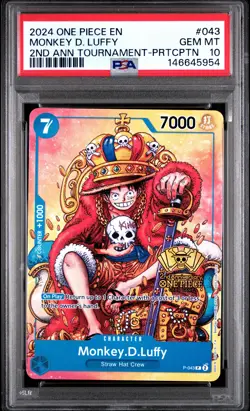 2024 ONE PIECE 2ND ANV TOURNAMENT-PARTICIPATION PROMO MONKEY D. LUFFY PSA 10 - Image 1