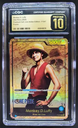 2024 ONE PIECE MONKEY D. LUFFY LIVE ACTION PROMO P-047 CGC 10 PRISTINE DF - Image 1