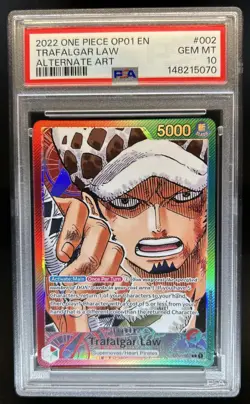 2022 One Piece Romance Dawn Trafalgar Law Alternate Art #OP01-002 PSA 10 - Image 1