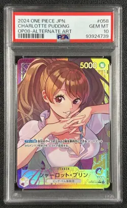 CHARLOTTE PUDDING PSA 10 2024 ONE PIECE JAPANESE #OP08-058 ALTERNATE ART 4739 - Image 1