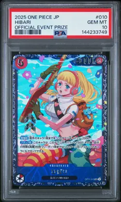 2025 ONE PIECE JAPANESE PROMOS OFFICIAL EVENT PRIZE #010 HIBARI PSA 10 - Image 1