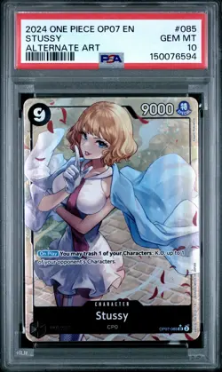 2024 ONE PIECE OP07-500 YEARS IN THE FUTURE ALTERNATE ART #085 STUSSY PSA 10 - Image 1