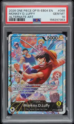 2026 ONE PIECE ADVENTURE ON KAMI'S ISLAND ALT ART #098 MONKEY D. LUFFY PSA 10 - Image 1