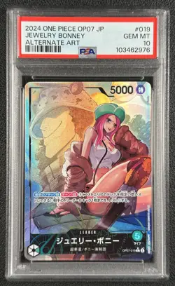 JEWELRY BONNEY PSA 10 2024 ONE PIECE JAPANESE #OP07-019 ALTERNATE ART GEM 2976 - Image 1