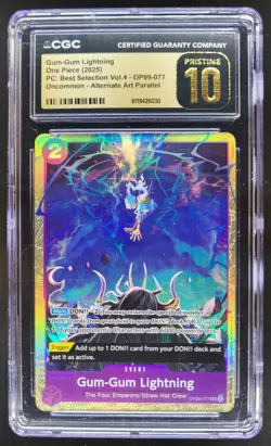 2025 ONE PIECE GUM-GUM LIGHTNING ALT ART OP09-077 CGC 10 PRISTINE CH3 - Image 1