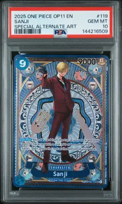 2025 One Piece OP11 EN Sanji Special Alternate Art #119 PSA 10 GEM MINT - Image 1