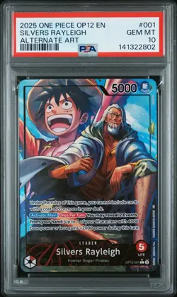 2025 One Piece OP12 EN Silver's Rayleigh Alternate Art #001 PSA 10 GEM MINT - Image 1
